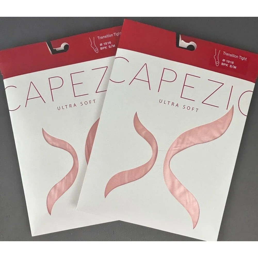 2 Pairs of Capezio Ultra Soft Transition Tights 1916 Ballet Pink S/M New